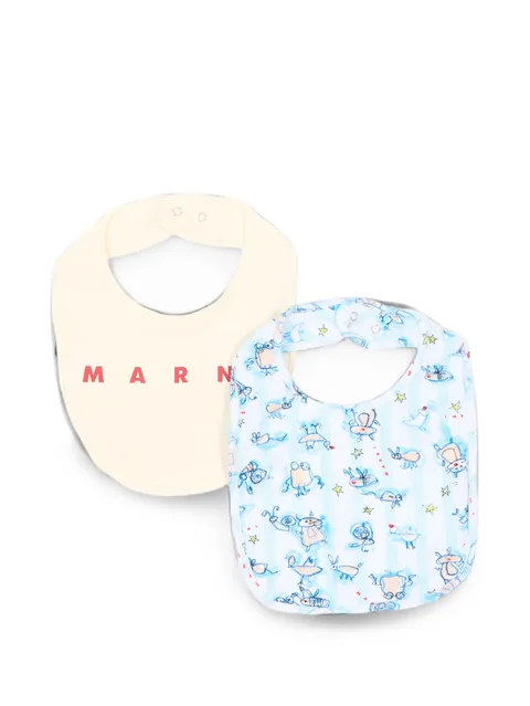 logo-print and graphic-pattern bib set (set of two)