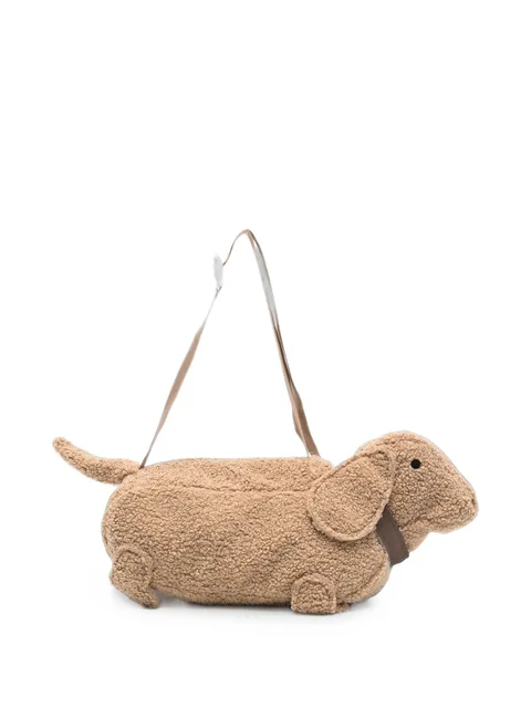 Crusca dog-shaped faux-shearling shoulder bag