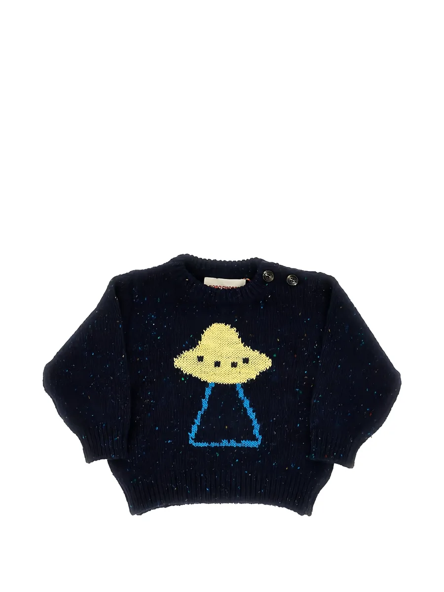 Pixel intarsia-knit button-shoulder jumper 2