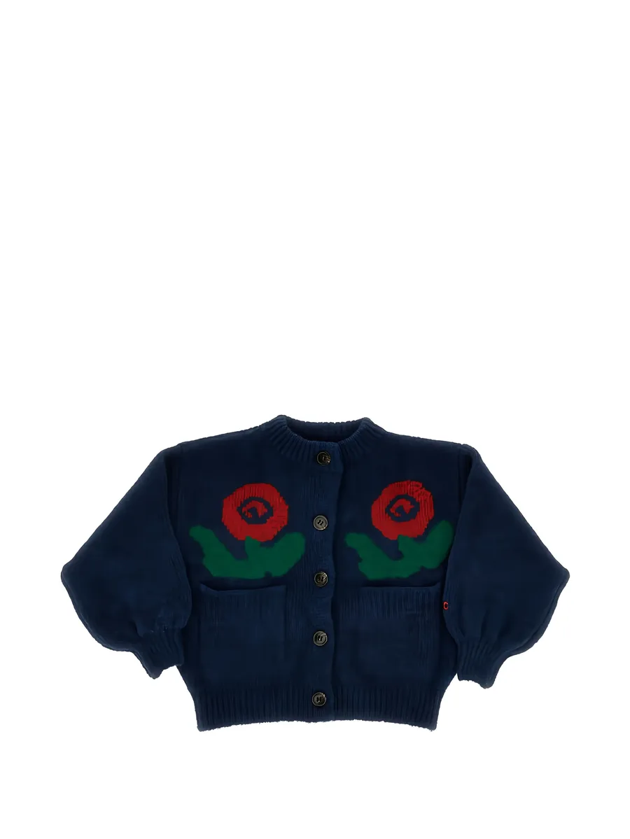 rose-intarsia knitted cardigan 1