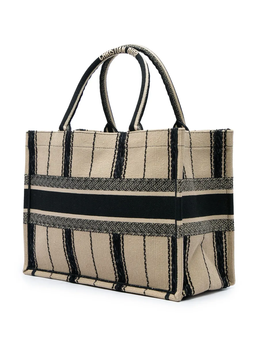2020 Medium Embroidered Canvas Bayadere Book tote bag 3