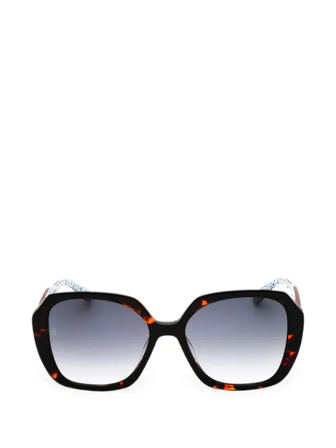 tortoiseshell-effect geometric-frame sunglasses
