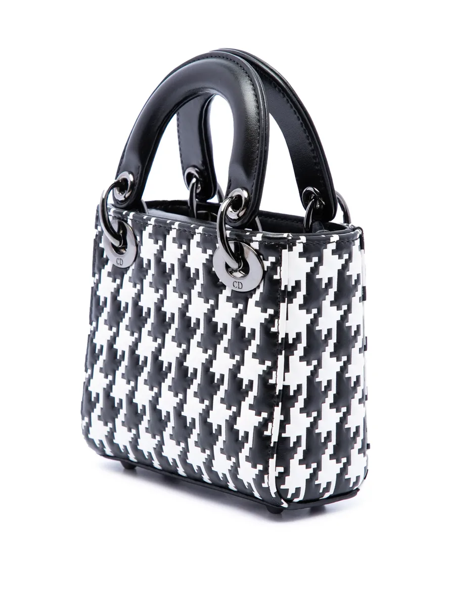 2022 Micro Calfskin Houndstooth Embossed Macro Lady Dior satchel 3