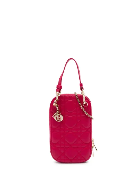 2021 Lambskin Cannage Lady Dior Call in Phone Holder satchel