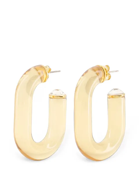 crystal-embellished oval hoop earrings
