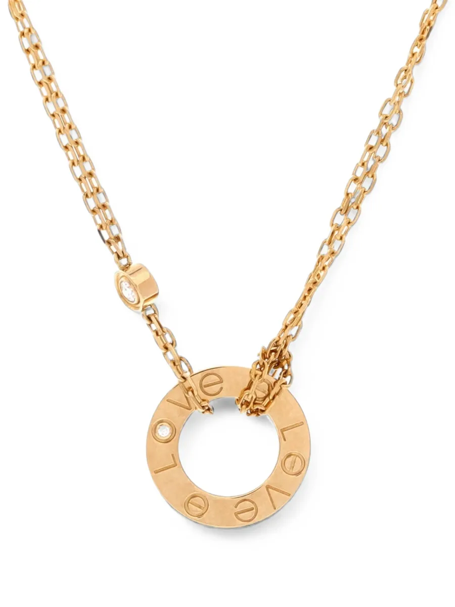 2 Diamonds Love Pendant 18K Yellow Gold and Diamonds necklace 2