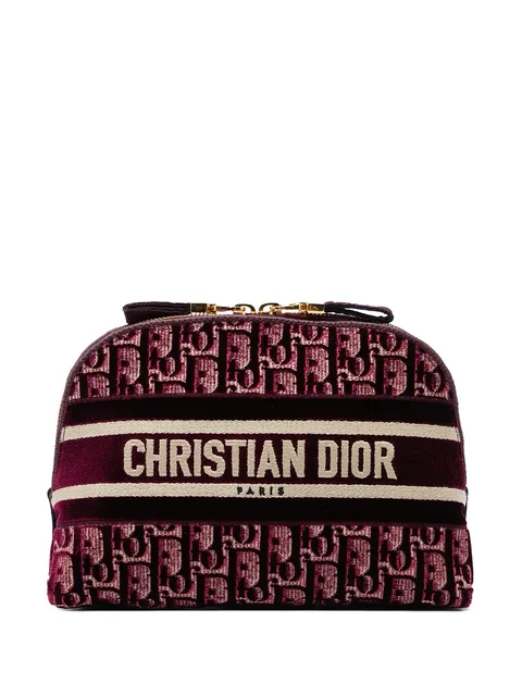 2021 Oblique Embroidered Velvet Cosmetic pouch