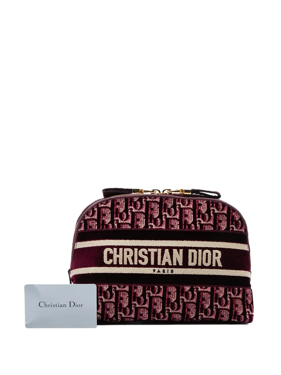 2021 Oblique Embroidered Velvet Cosmetic pouch 5