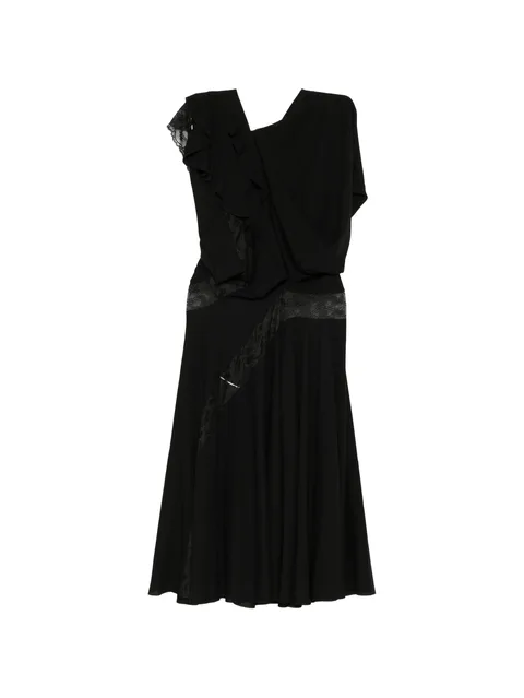 ruffled lace-panelled dress