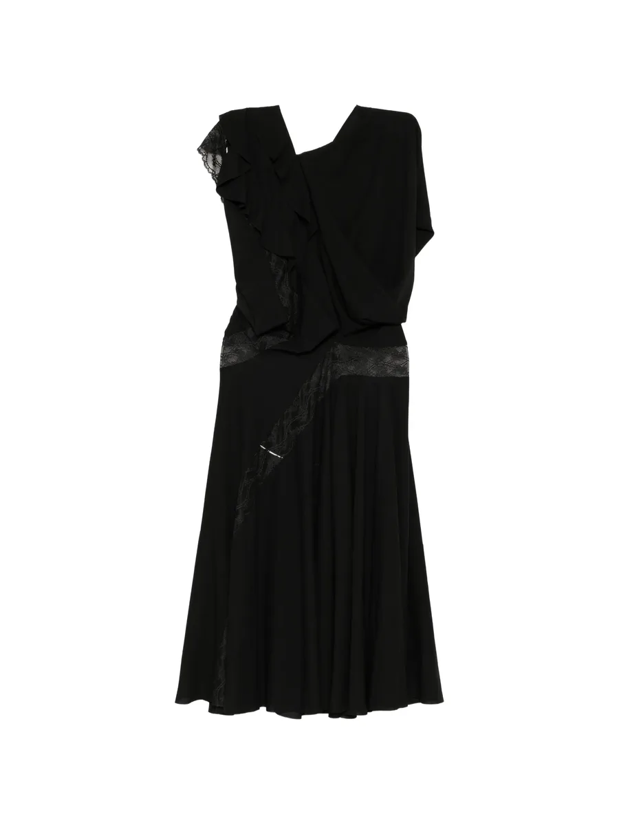 ruffled lace-panelled dress 1