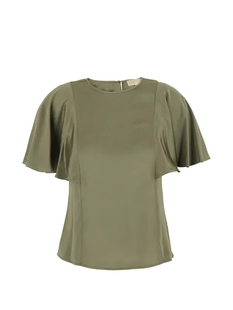 satin cape-sleeve blouse
