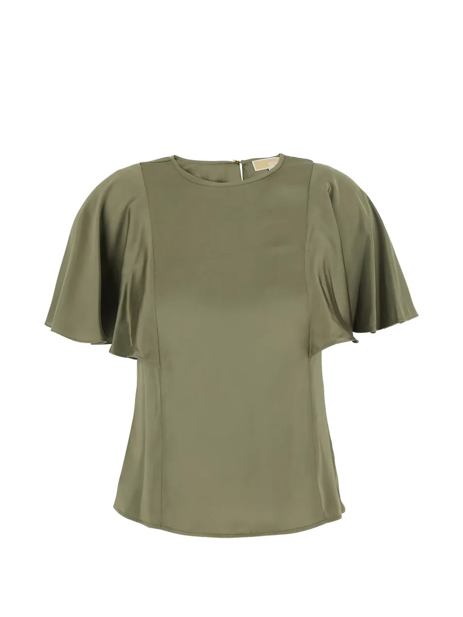 satin cape-sleeve blouse 1
