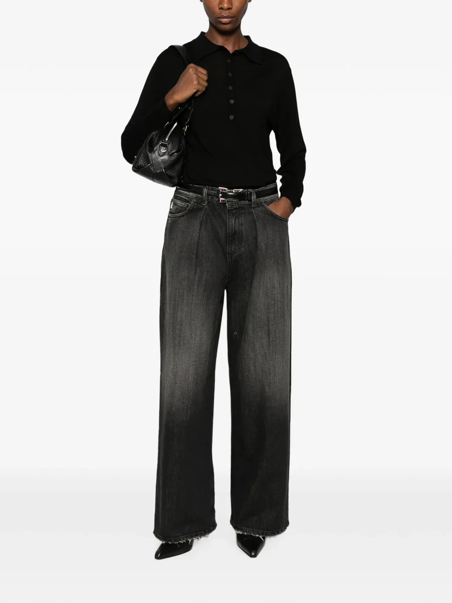 pleated acid-wash jeans 2