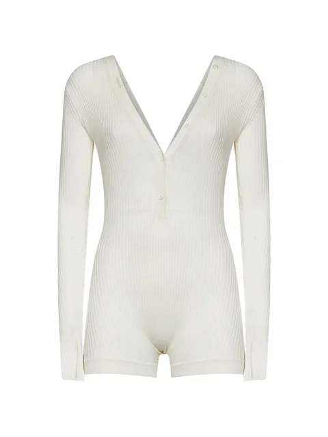 ribbed-knit playsuit