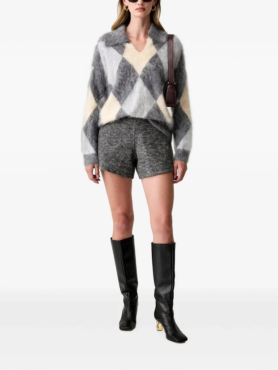 brushed-effect high-waist shorts 2