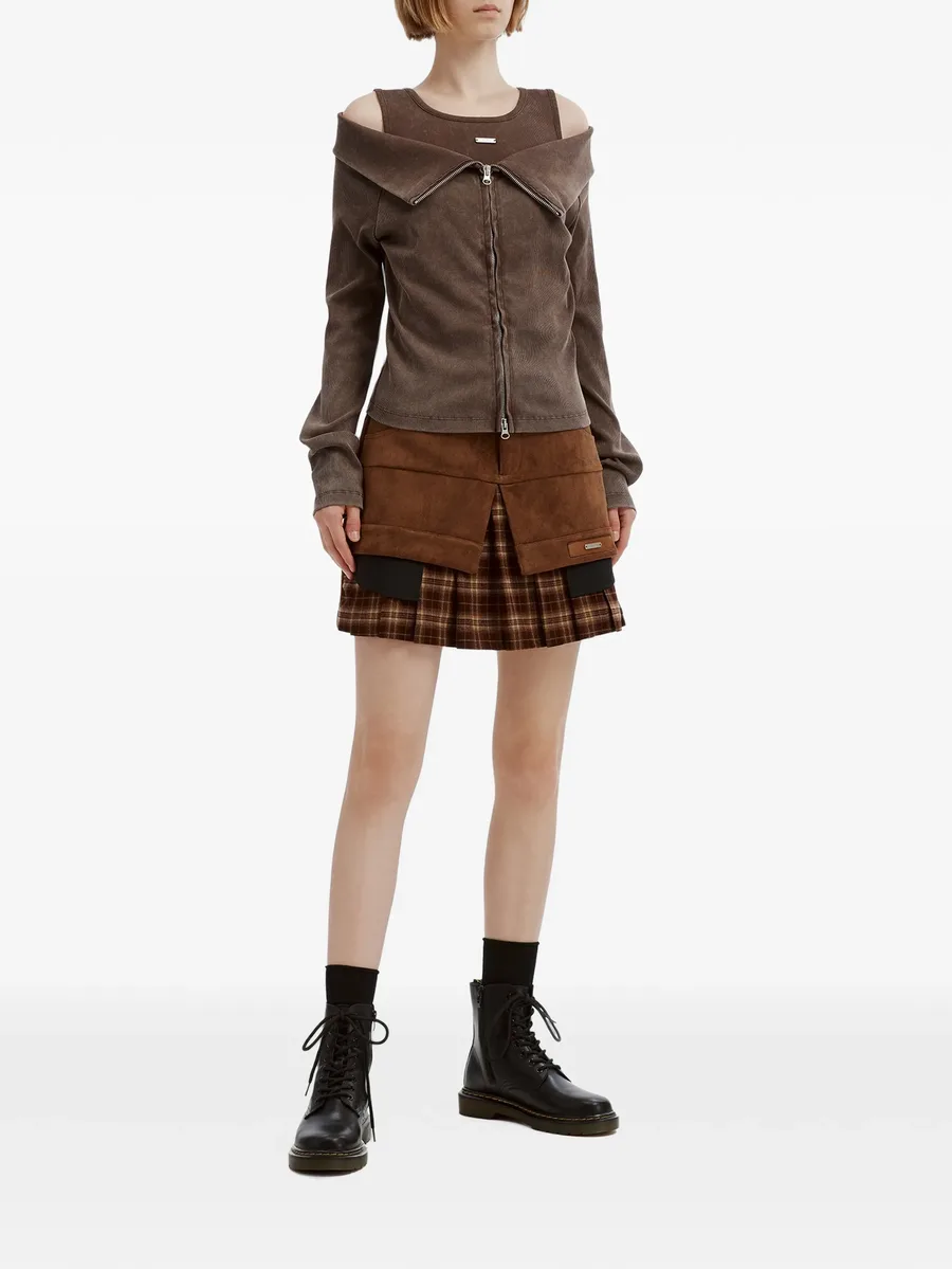 layered check-print mini shorts 2