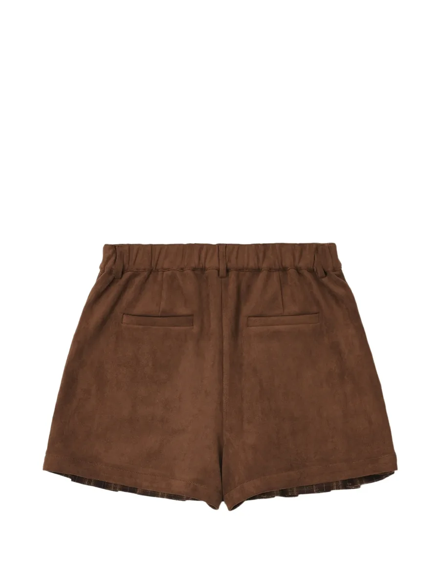 layered check-print mini shorts 5