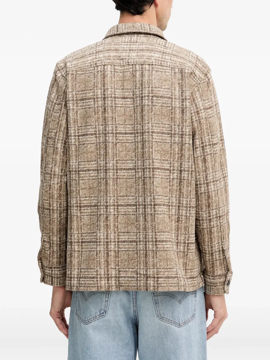 button-up check-pattern shirt jacket 5