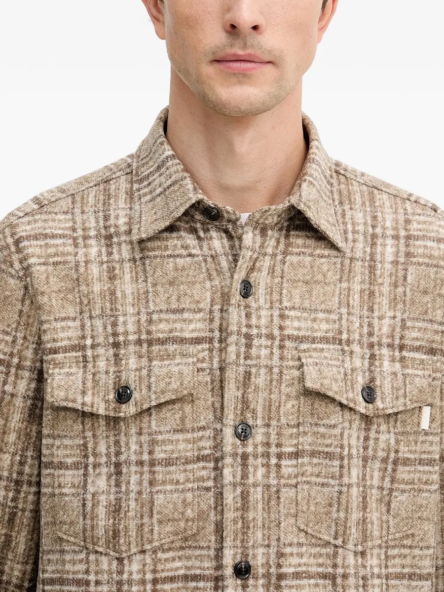 button-up check-pattern shirt jacket 8