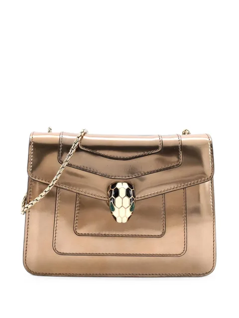 Serpenti Forever Square Metallic Leather Small shoulder bag