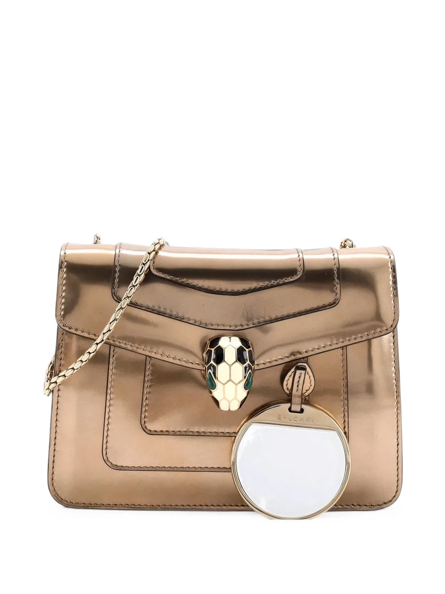 Serpenti Forever Square Metallic Leather Small shoulder bag 7