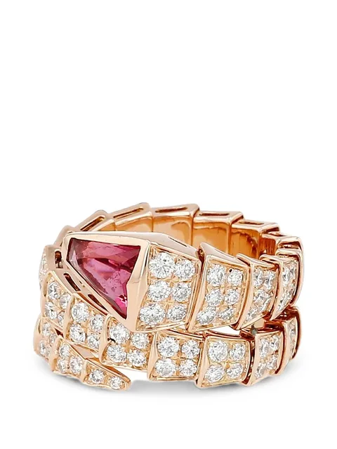 2020s Serpenti Viper tourmaline and diamond ring