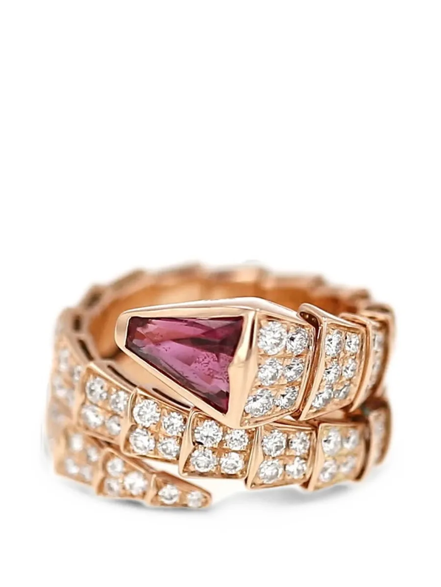 2020s Serpenti Viper tourmaline and diamond ring 3
