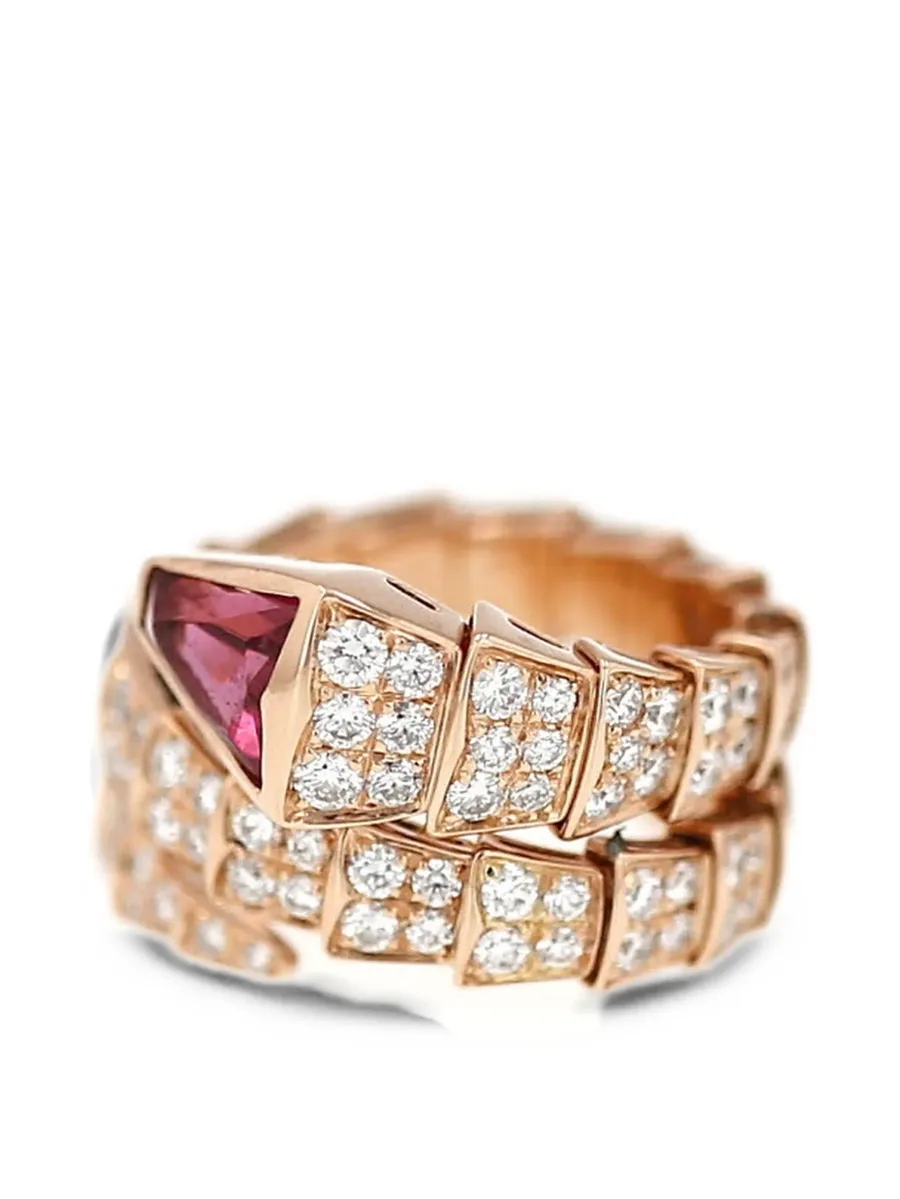 2020s Serpenti Viper tourmaline and diamond ring 4