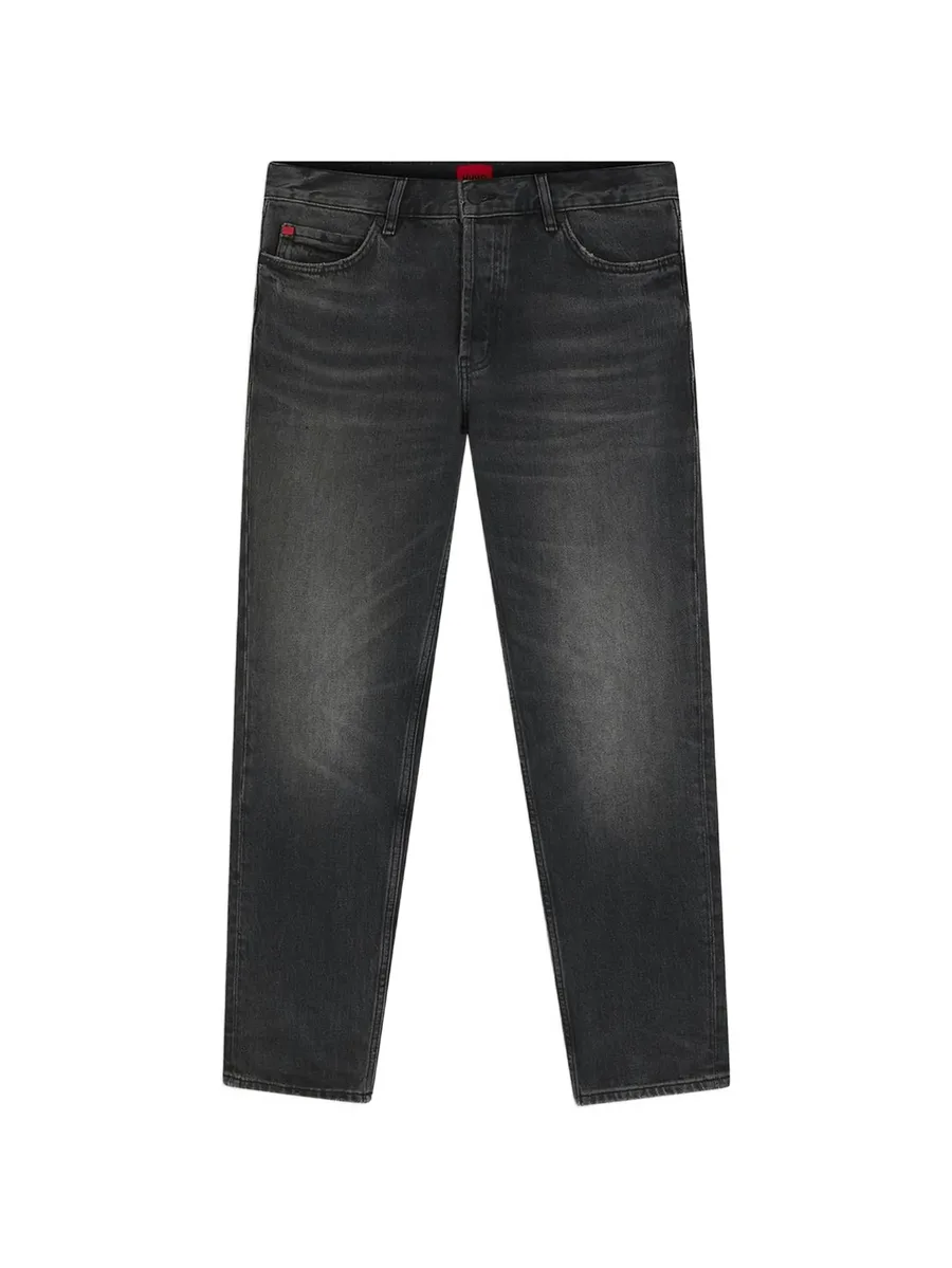 tapered-fit jeans in black stretch denim 1