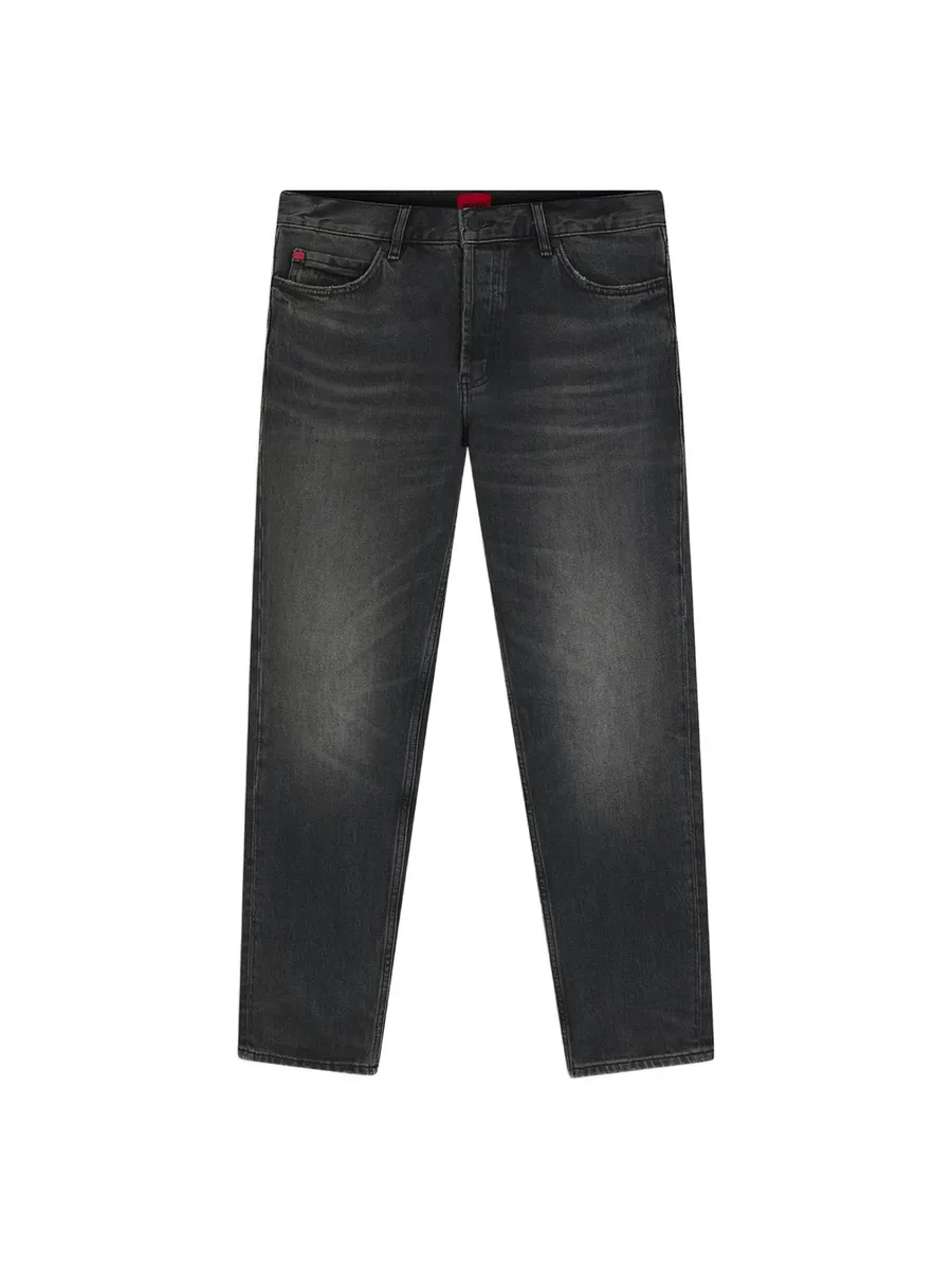 tapered-fit jeans in black stretch denim 2