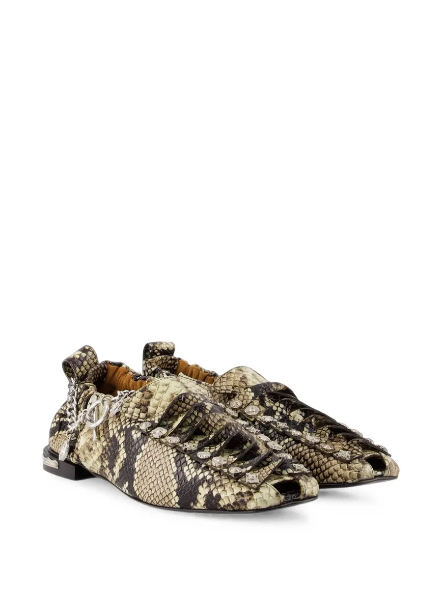 snakeskin-effect studded ballet flats 2
