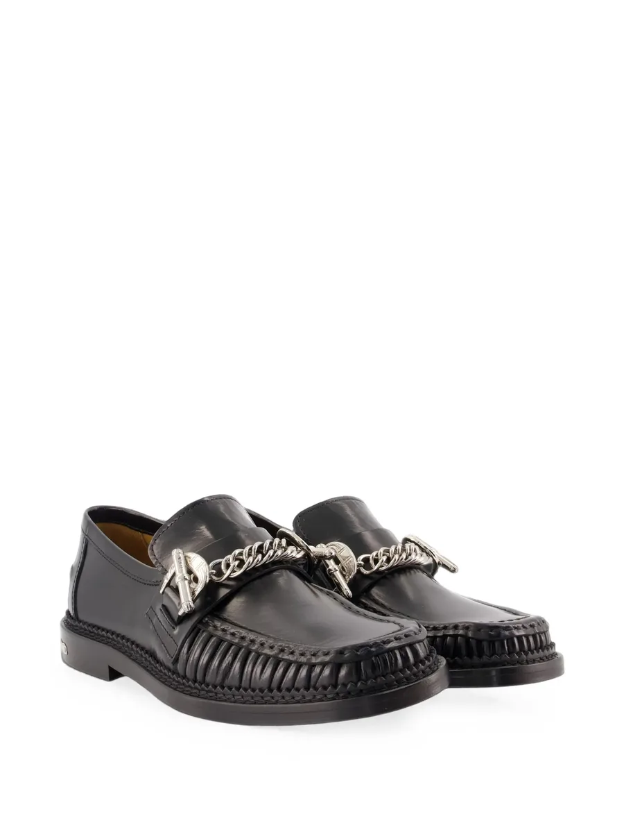 chain-embellished ruched leather loafers 2