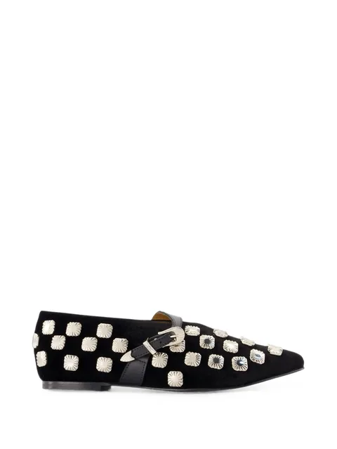 embellished buckled ballet flats
