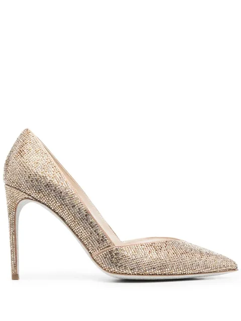 105mm rhinestone-embellished leather pumps
