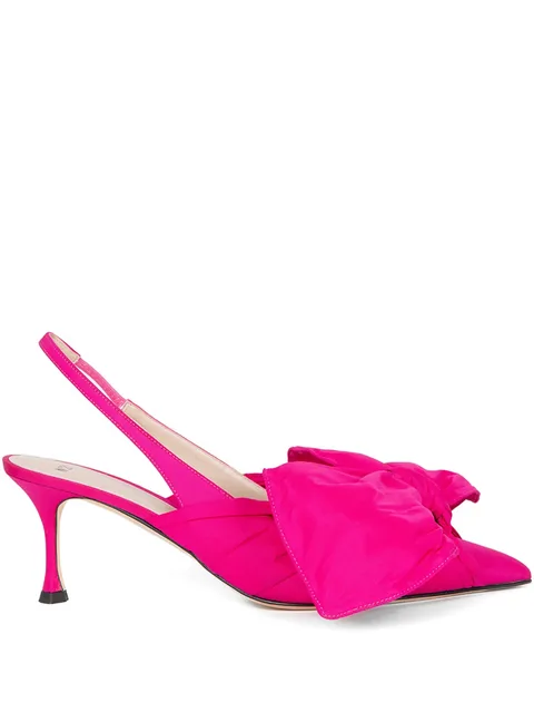 bow-embellished slingback pumps