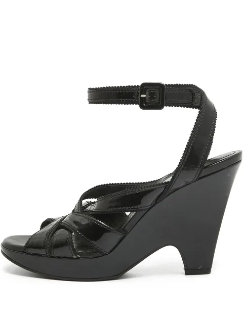105mm patent-leather wedge sandals
