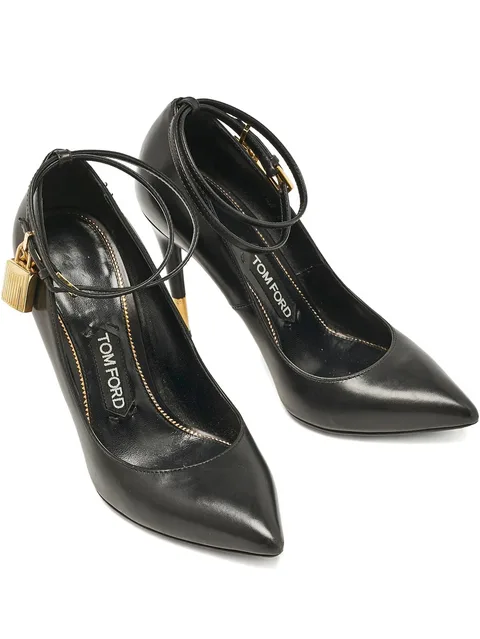 110mm leather heeled pumps