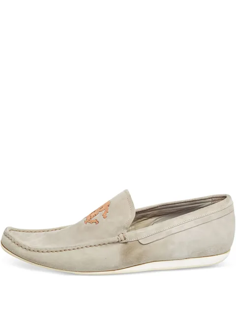 logo-embroidered suede loafers