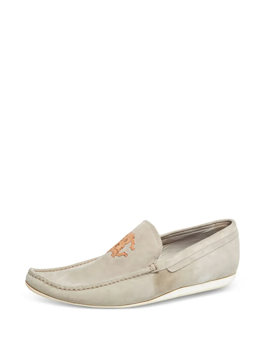 logo-embroidered suede loafers 4