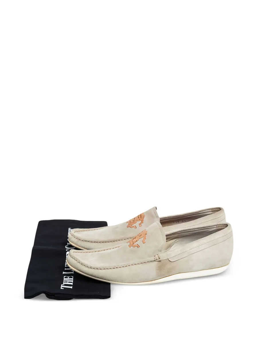 logo-embroidered suede loafers 13