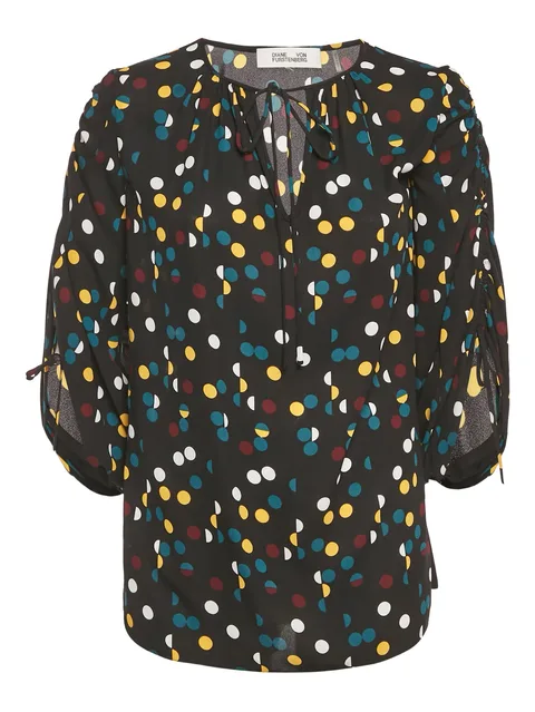 polka dot-pattern blouse