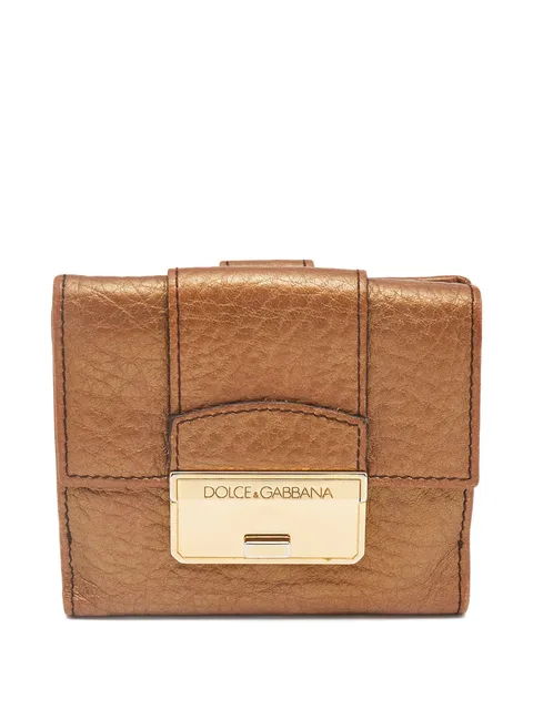 metallic-trimmed flap wallet