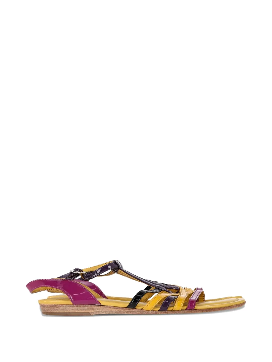 strappy patent-leather flat sandals 1