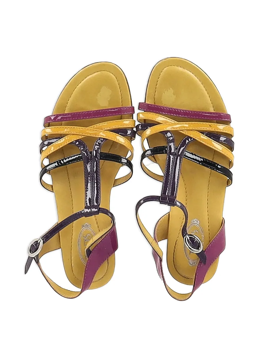 strappy patent-leather flat sandals 8
