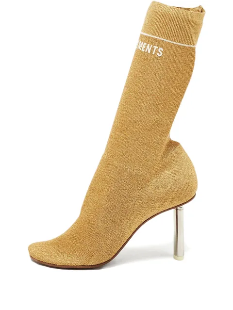 metallic knit-sock boots