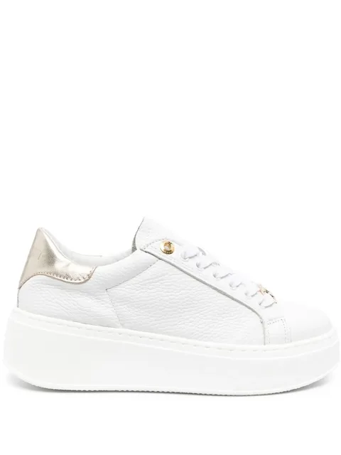 contrasting-heel leather trainers