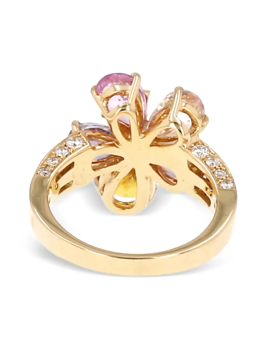 2005 sapphire diamond flower gold ring 6