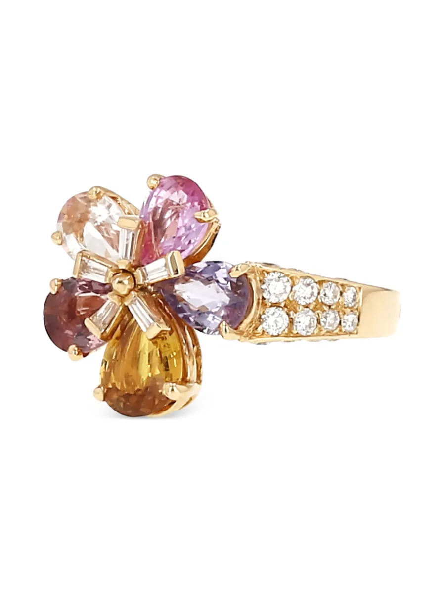 2005 sapphire diamond flower gold ring 8
