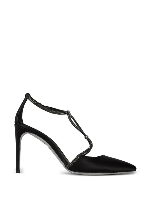 crystal-embellished satin pumps