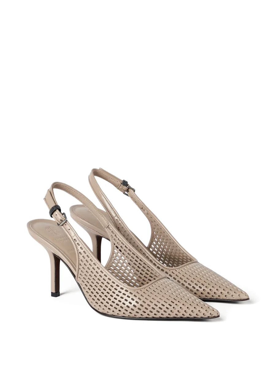 calfskin net slingback heels with monili 3